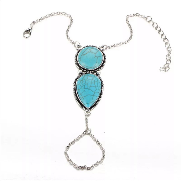 New blue stone chain bangle for women, girl - Picture 2 of 3